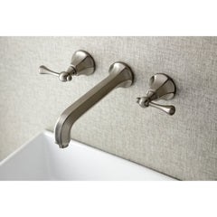 Wall Mount Bathroom Faucet, Metropolitan, Double Handle in Brushed Nickel