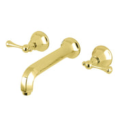 Wall Mount Bathroom Faucet, Metropolitan, Double Handle in Polished Brass