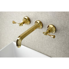 Wall Mount Bathroom Faucet, Metropolitan, Double Handle in Polished Brass