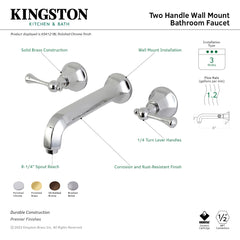 Wall Mount Bathroom Faucet, Metropolitan, Double Handle in Polished Chrome