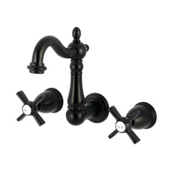 Wall Mount Bathroom Faucet, Millennium, 3-Hole Double Handle in Matte Black
