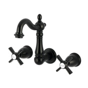 Wall Mount Bathroom Faucet, Millennium, 3-Hole Double Handle in Matte Black