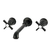 Wall Mount Bathroom Faucet, Millennium, Double-Handle, 8.31 In Spout Reach, Matte Black