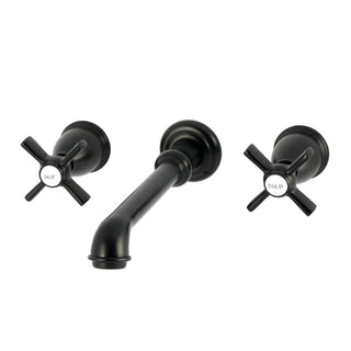 Wall Mount Bathroom Faucet, Millennium, Double-Handle, 8.31 In Spout Reach, Matte Black