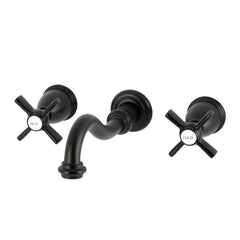 Wall Mount Bathroom Faucet, Millennium, Double-Handle, 3-Hole, Solid Brass, Matte Black