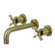 Wall Mount Bathroom Faucet, Millennium, Double Handle in Antique Brass