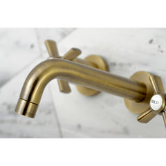 Wall Mount Bathroom Faucet, Millennium, Double Handle in Antique Brass