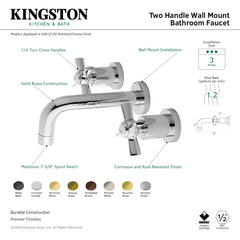 Wall Mount Bathroom Faucet, Millennium, Double Handle in Antique Brass