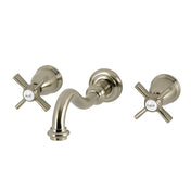 Wall Mount Bathroom Faucet, Millennium, Double Handle in Brushed Nickel