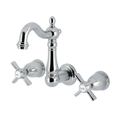 Wall Mount Bathroom Faucet, Millennium, Double Handle in Polished Chrome