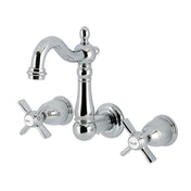 Wall Mount Bathroom Faucet, Millennium, Double Handle in Polished Chrome