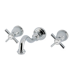 Wall Mount Bathroom Faucet, Millennium, Double Handle in Polished Chrome