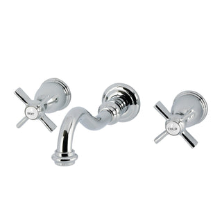 Wall Mount Bathroom Faucet, Millennium, Double Handle in Polished Chrome