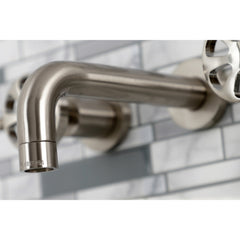 Wall Mount Bathroom Faucet, Sona, 3-Hole with Wheel Handles in Brushed Nickel