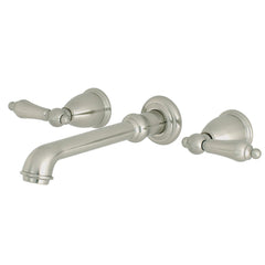 Wall Mount Bathroom Faucet, Tulare, 3-Hole Double Handle in Brushed Nickel