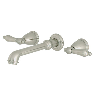Wall Mount Bathroom Faucet, Tulare, 3-Hole Double Handle in Brushed Nickel