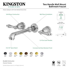 Wall Mount Bathroom Faucet, Tulare, 3-Hole Double Handle in Brushed Nickel