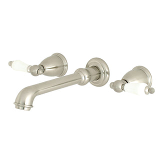 Wall Mount Bathroom Faucet, Tulare, 3-Hole with Dual Levers in Brushed Nickel
