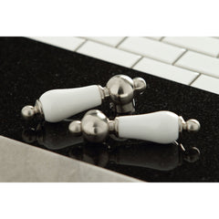 Wall Mount Bathroom Faucet, Tulare, 3-Hole with Dual Levers in Brushed Nickel
