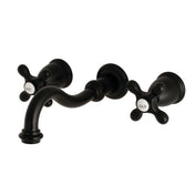 Wall Mount Bathroom Faucet, Vintage, Two-Handle, 3-Hole, Matte Black