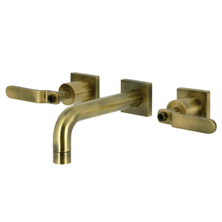 Wall Mount Bathroom Faucet, Whitaker, Double Handle in Antique Brass