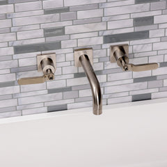 Wall Mount Bathroom Faucet, Whitaker, Double Handle in Brushed Nickel