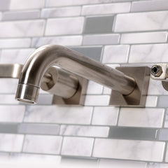 Wall Mount Bathroom Faucet, Whitaker, Double Handle in Brushed Nickel