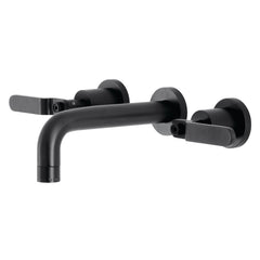 Wall Mount Bathroom Faucet, Whitaker, Double Handle in Matte Black