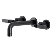 Wall Mount Bathroom Faucet, Whitaker, Double Handle in Matte Black