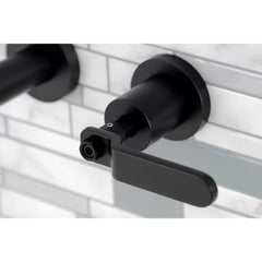 Wall Mount Bathroom Faucet, Whitaker, Double Handle in Matte Black