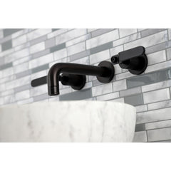 Wall Mount Bathroom Faucet, Whitaker, Double Handle in Matte Black
