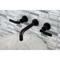 Wall Mount Bathroom Faucet, Whitaker, Double Handle in Matte Black