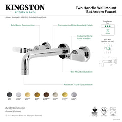 Wall Mount Bathroom Faucet, Whitaker, Double Handle in Matte Black