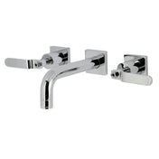 Wall Mount Bathroom Faucet, Whitaker, Double Handle in Polished Chrome