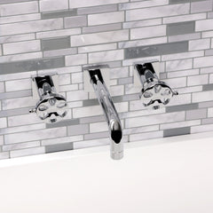 Wall Mount Bathroom Faucet, Whitaker, Double Handle in Polished Chrome