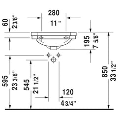 Wall Mount Bathroom Sink, 1930 Series, Ceramic, 20 Inch, Overflow, White