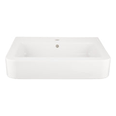 Wall Mount Bathroom Sink, Burleson, Rectangular with Overflow in White