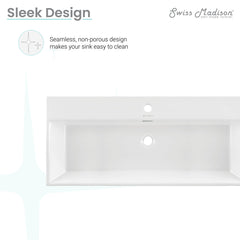 Wall-Mount Bathroom Sink, Claire, Rectangle, Ceramic, Glossy White