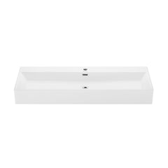 Wall-Mount Bathroom Sink, Claire, Rectangle, Ceramic, Glossy White