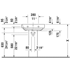 Wall Mount Bathroom Sink, Happy D.2, Ceramic, Single Faucet Hole, White