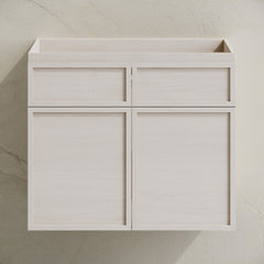 Wall-Mount Bathroom Vanity Cabinet, St. Tropez, 24 Inch Without Top in White Oak