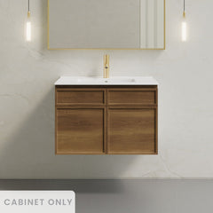 Wall-Mount Bathroom Vanity Cabinet, St. Tropez, 30 in Without Top in Brown Oak