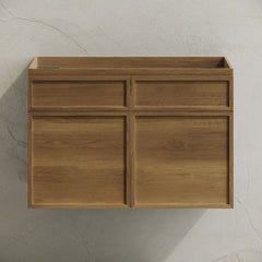 Wall-Mount Bathroom Vanity Cabinet, St. Tropez, 30 in Without Top in Brown Oak