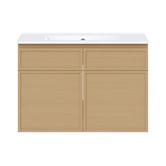 Wall-Mount Bathroom Vanity, St. Tropez, 30 Inch with Sink Top in Natural Oak