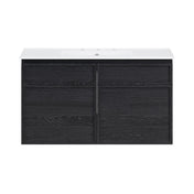 Wall-Mount Bathroom Vanity, St. Tropez, 36 In with Ceramic Top in Black Oak