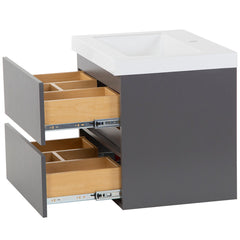 Wall-Mount Bathroom Vanity with White Cultured Marble Top in Cement