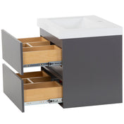 Wall-Mount Bathroom Vanity with White Cultured Marble Top in Cement
