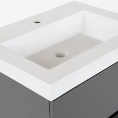 Wall-Mount Bathroom Vanity with White Cultured Marble Top in Cement