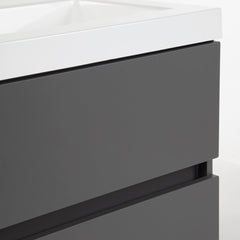 Wall-Mount Bathroom Vanity with White Cultured Marble Top in Cement
