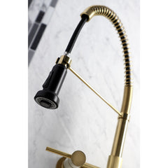 Wall-Mount Bridge Kitchen Faucet, Concord, Double Handle in Brushed Brass